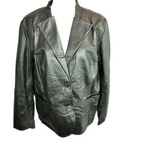 Genuine Leather Jessica London 20W Womens Black Blazer Sleek & Classic Design